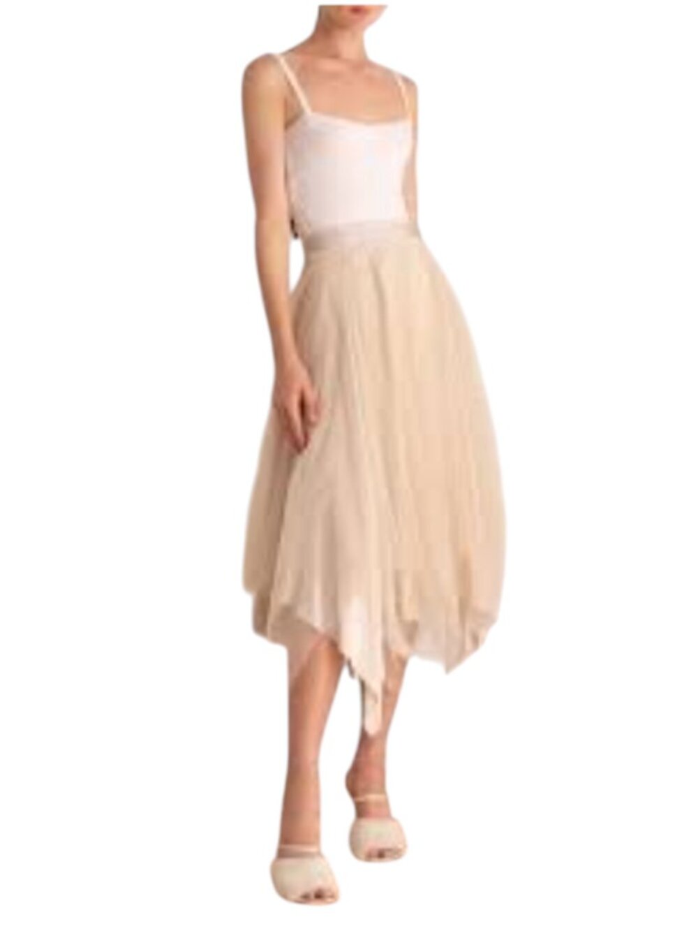 NWT Peserico Layered Tulle Midi Skirt Womens 40 Small US Ivory Brown Tan NEW